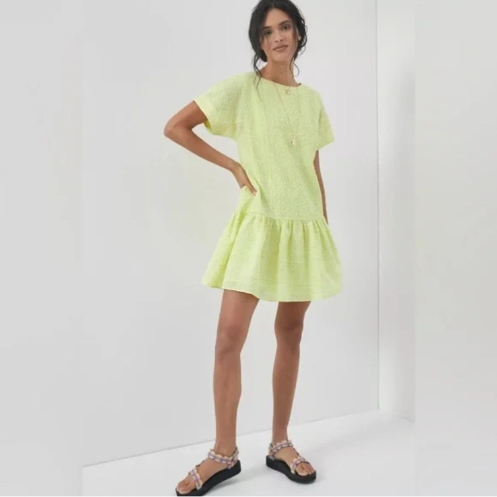 Anthropologie Corey Lynn Calter Yellow  Mariah Textured Mini Dress Size Medium